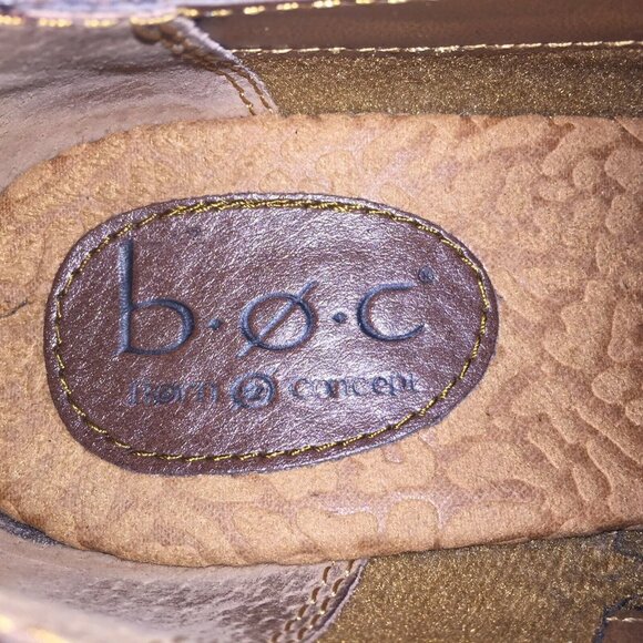 Born b.o.c. Womens Brown Leather High Heel Booties Side-Zip Buckle US sz 10 - Picture 9 of 12